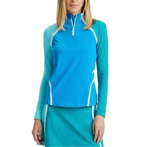 G/ Fore Color Block Silky Tech 1/4  zip golf tennis pullover Catalina women Sz M